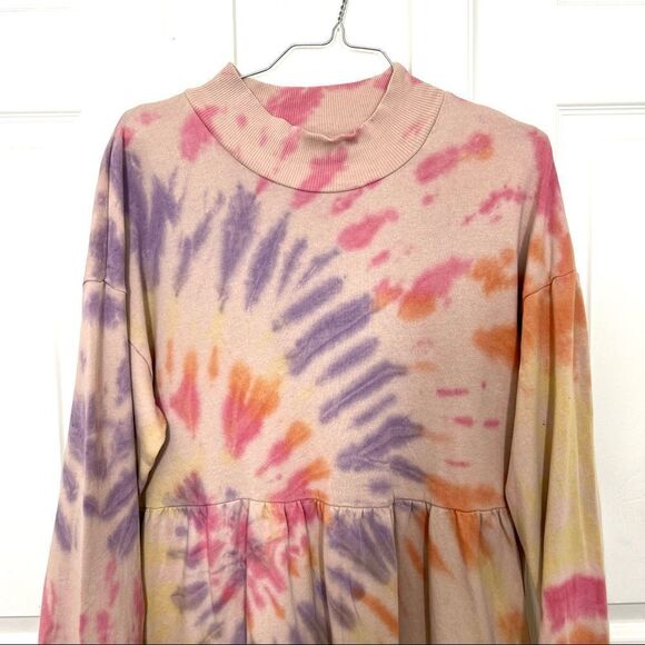 Wild Fable Tie Dye Dress Sweatshirt Mock Neck Long sleeve Pink Purple Small NWT - Picture 6 of 14